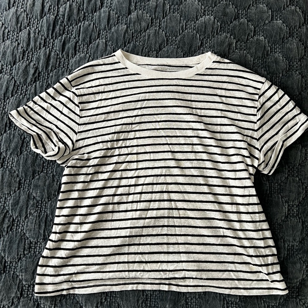 White and black stripe shirt